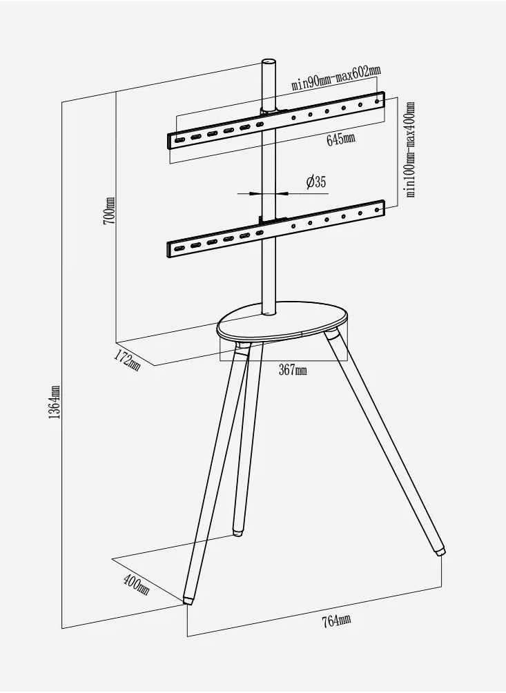 TV Floor Stand for 45-65 Inch TVs up to 40 kg, Artistic Easel Tripod TV Stand, VESA 600x400mm, Stylish Beechwood Design with Swivel Function and Tray , Black | TF-FS64B - pzsku/ZBE86854535437AD5820CZ/45/_/1739345958/7094c37f-3e1b-432a-9ef0-74fe691a5fd5