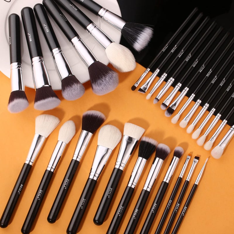 BEILI 30Pcs Professional Makeup Brush Set Original NaturalSynthetic Kabuki Foundation Face Powder Highlighter Contour Eye Shadow Eyebrow Eyeliner Makeup Tools Kit Classic Black - Image 2