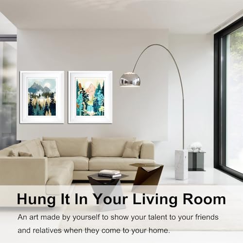 BAISITE Paint by Numbers Kit for Adults Beginners,12" Wx16 L 2 Pack Canvas for Painting Kits for Adults in Colorful Box-Sunrise Mountains Waterful 7172 - Image 4