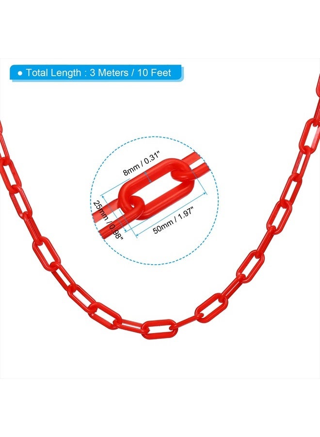 PATIKIL 0.3" Diameter 10Ft Length Plastic Chain Barrier, Safety Link Chain Stanchion for Crowd Control at Driveway Elevator Parking Lot, Red - Image 2