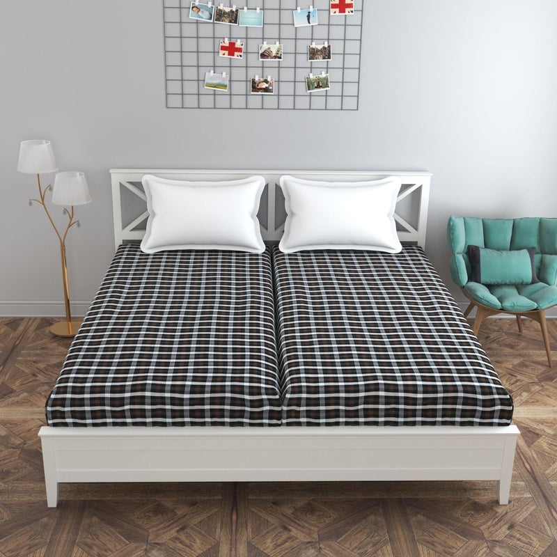 PRISCILLA PRISCILLA Cotton Mattress Cover Protector Single Bed with Strong Zip/Chain (2 Pc, 6x3 ft) | All Around Protection with 360° Encasing with Zipper (Pack of 2, 72x36 Fits Upto 6 inches, Grey/White)  - Image 1