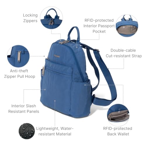 Baggallini Securtex® Anti-theft Vacation Travel Backpack 10x13 Slash-Resistant Nylon Daypack w/RFID - Image 3