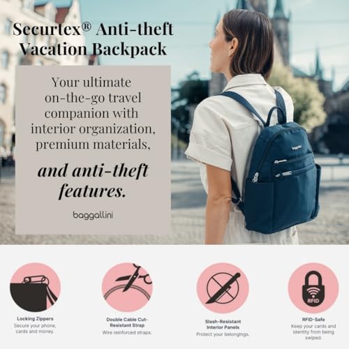 Baggallini Securtex® Anti-theft Vacation Travel Backpack 10x13 Slash-Resistant Nylon Daypack w/RFID - Image 2