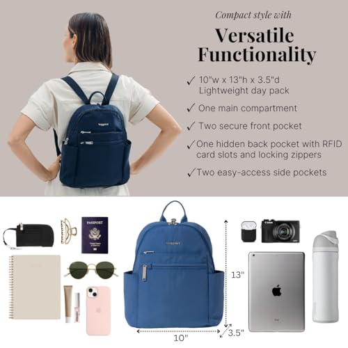 Baggallini Securtex® Anti-theft Vacation Travel Backpack 10x13 Slash-Resistant Nylon Daypack w/RFID - Image 4