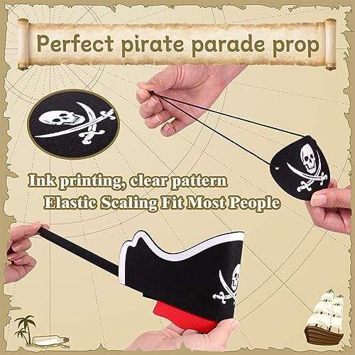 Legigo 12 Pcs Pirate Hat with Eye Mask Classic Costume Cap Accessories for Pirate Party Cosplay Caribbean Dress Black - Image 5