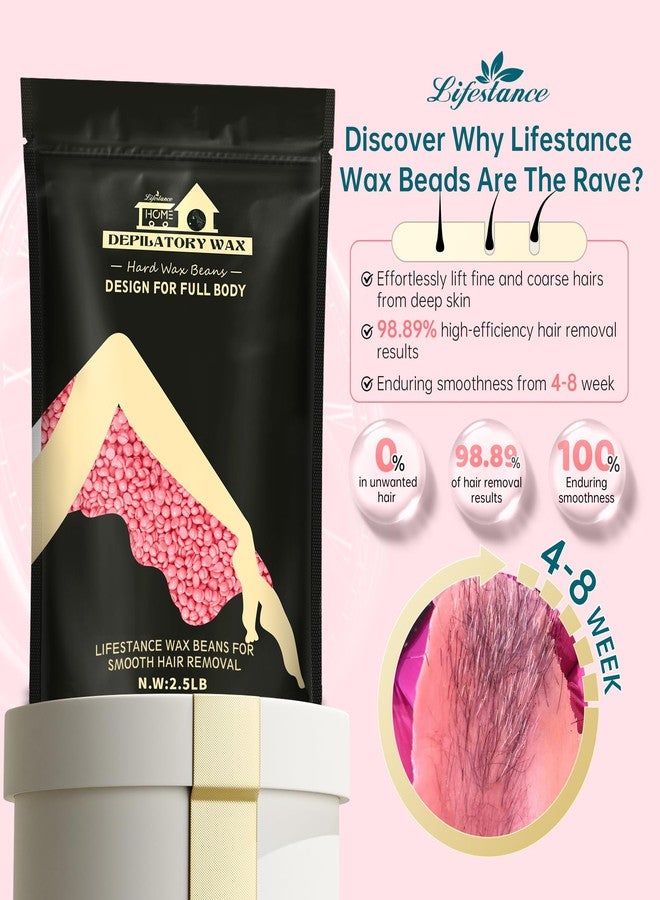Lifestance Wax Beans Hair Removal Kit, Rose Pink, 2.5lb with 30 Applicators for Eyebrow, Face, Underarm, Bikini Waxing, Women Men Sensitive Skin - Image 3