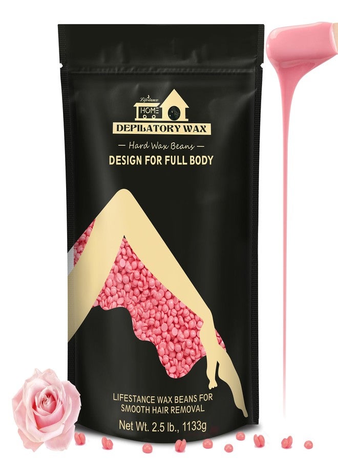 Lifestance Wax Beans Hair Removal Kit, Rose Pink, 2.5lb with 30 Applicators for Eyebrow, Face, Underarm, Bikini Waxing, Women Men Sensitive Skin - Image 1