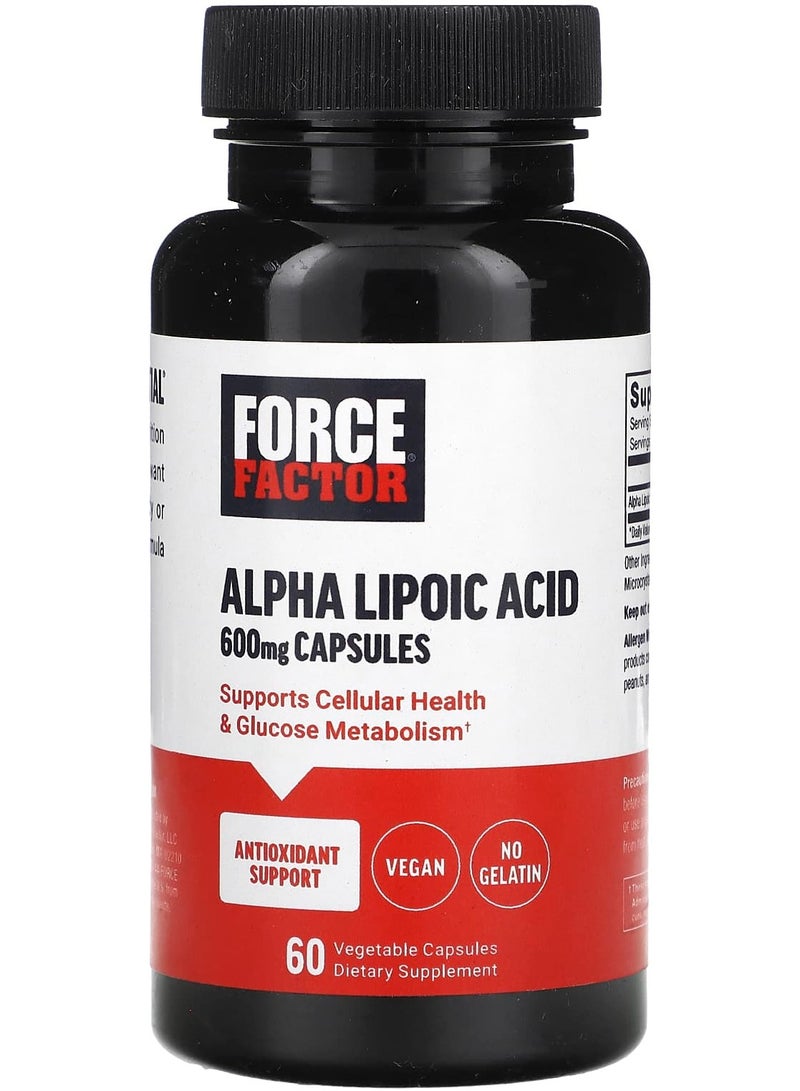 Force Factor Alpha Lipoic Acid 600 mg 60 Vegetable Capsules