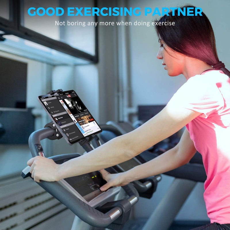 KDD Spin Bike Tablet Holder Mount, Phone iPad Holder Stand Exercise Bike Handlebar Mount for Stationary Bicycle, Treadmill, Microphone Stand, Fit for iPad Pro 12.9, Galaxy Tabs, iPhone(4.7-13â€) - Image 3