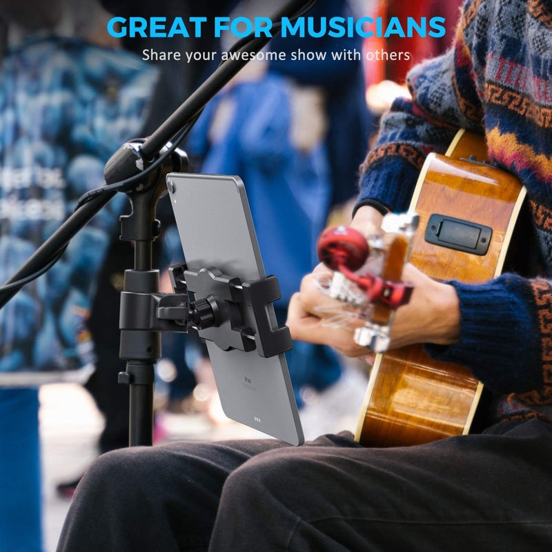 KDD Spin Bike Tablet Holder Mount, Phone iPad Holder Stand Exercise Bike Handlebar Mount for Stationary Bicycle, Treadmill, Microphone Stand, Fit for iPad Pro 12.9, Galaxy Tabs, iPhone(4.7-13â€) - Image 4