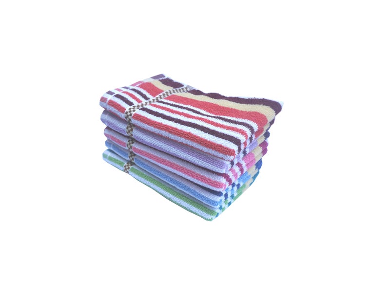 Space Fly Striped Cotton 450 GSM Hand Towels for Kitchen Cleaning and Quick Drying of Plates and Glasses (Multi Color) (Size: 11X17) (Set of 6) - Image 2