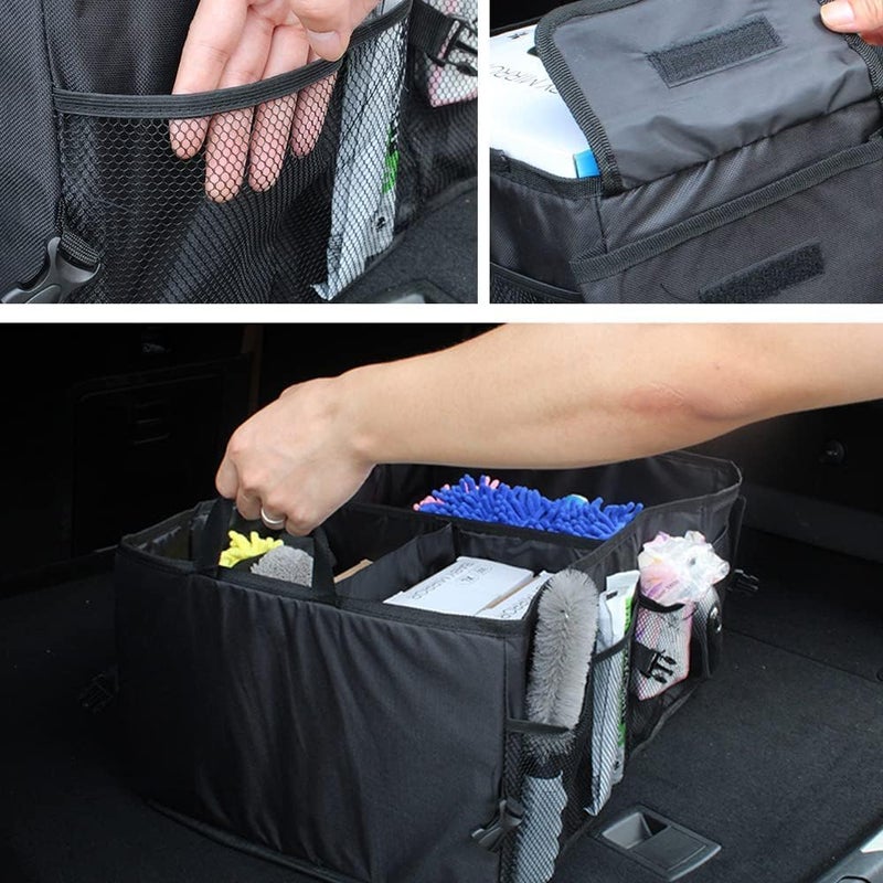 Idrese Trunk Organizer Car Basket Storage Tote Organizer Small Black Collapsible Snack Bins for Car SUV Sedan - Image 4