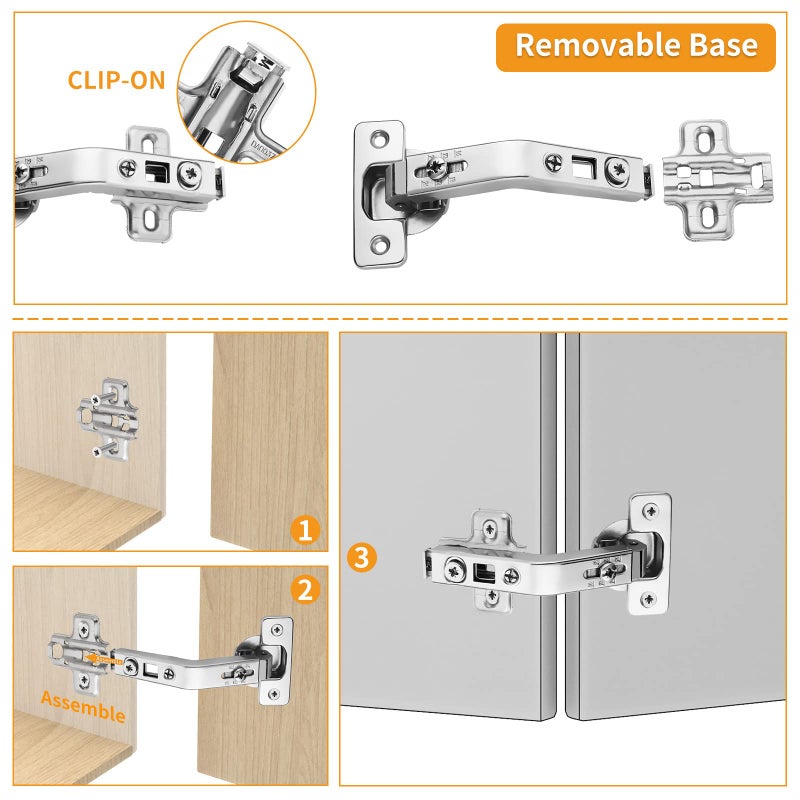 Chibery 2 Pack 1 Pairs 135Â° Lazy Susan Hinge, Full Overlay Concealed for Corner Kitchen Cabinet Replacement Hardware, Cupboard Folded, Folden Door - Image 3