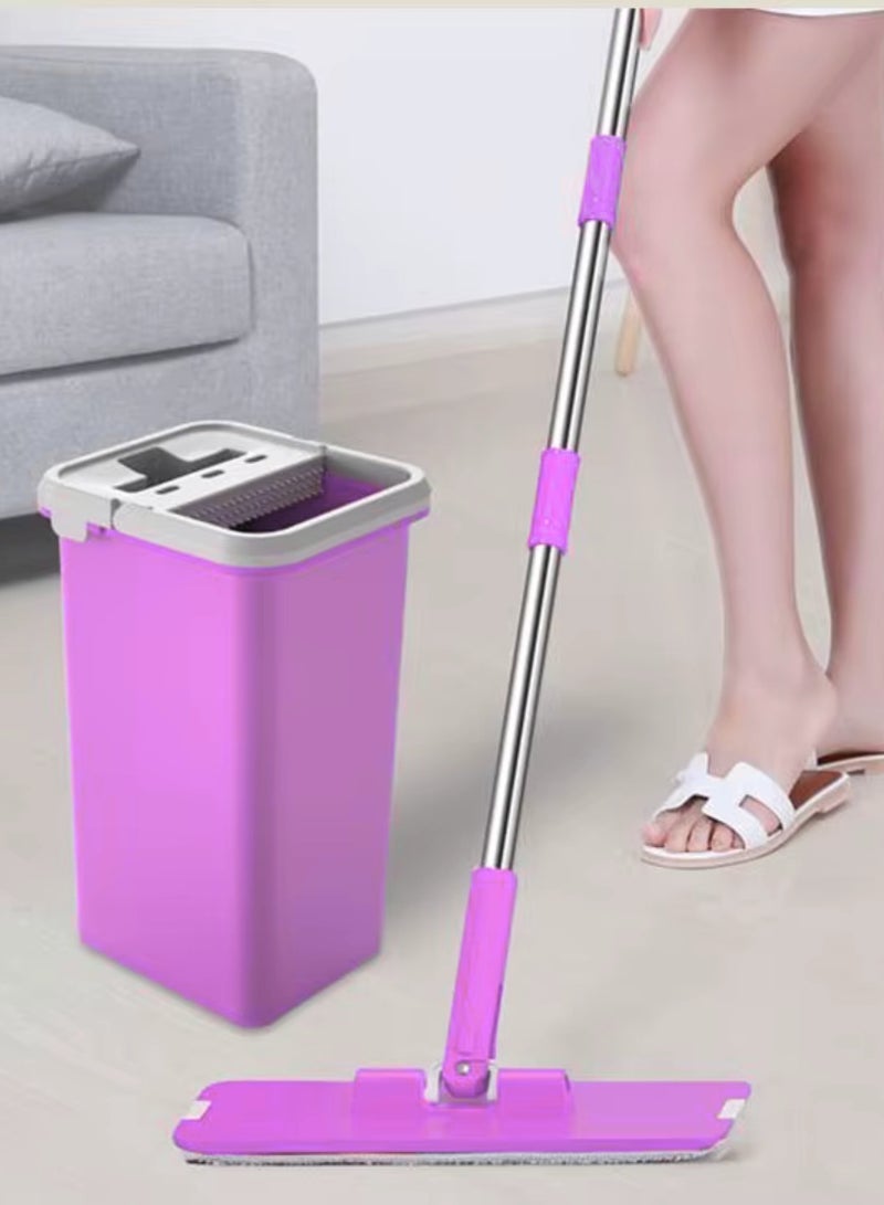 AKC Flat Squeeze Mop and Bucket – Hand-Free Self-Washing Microfiber Flat Mop for Wet & Dry Cleaning on Hardwood, Laminate (Plastic, 5.5 Ltr) Multicolor - Image 3