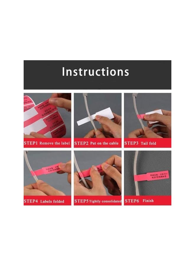 PROMASS promass 6 Sheets Cable Label, Color P Type Cable Label, Network Cable Sticker, Waterproof and Tear Resistant, Oil Proof, for Office Work, Home School Cable Organization Line Laser Printer  - Image 4