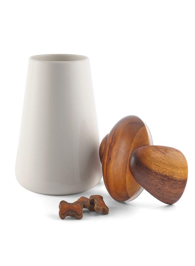 Nambe Nambé Dog Treat Jar - 6.5” x 7.5” - Porcelain Storage Container with Acacia Wood Lid, Basset Hound Inspired Ears & Airtight Design for Fresh Dog Treats, Stylish Countertop Pet Treat Storage - Image 2