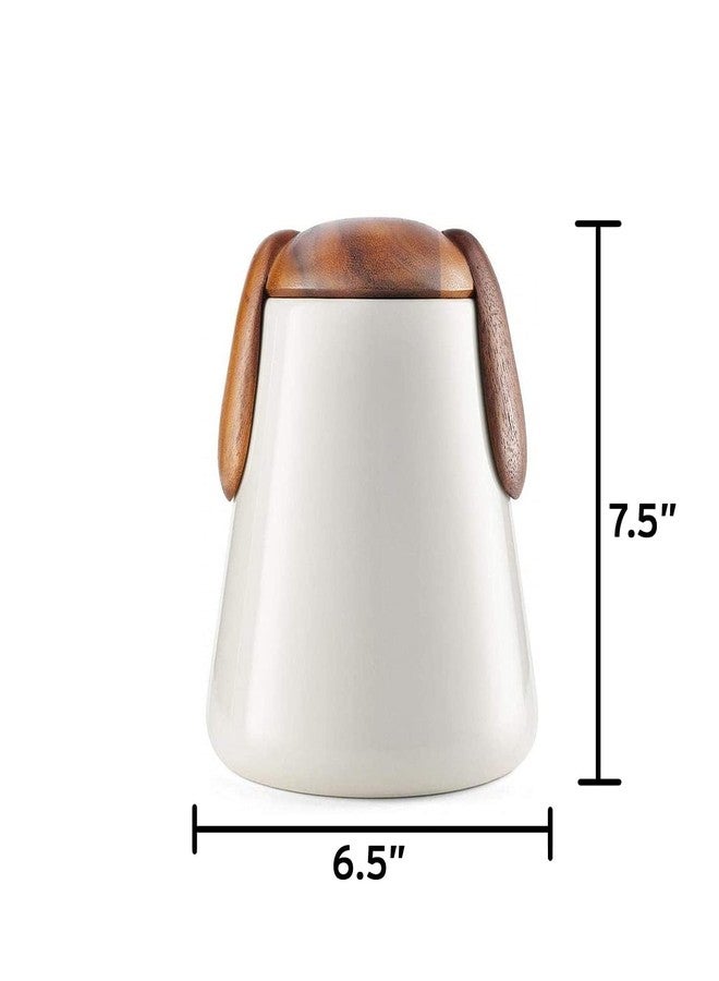 Nambe Nambé Dog Treat Jar - 6.5” x 7.5” - Porcelain Storage Container with Acacia Wood Lid, Basset Hound Inspired Ears & Airtight Design for Fresh Dog Treats, Stylish Countertop Pet Treat Storage - Image 4