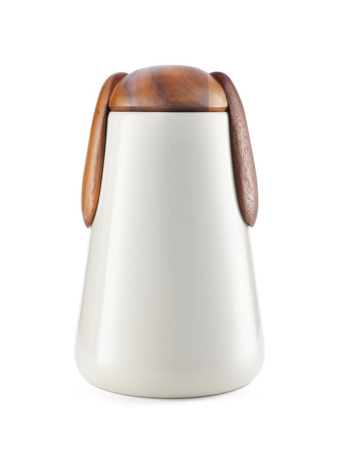 Nambe Nambé Dog Treat Jar - 6.5” x 7.5” - Porcelain Storage Container with Acacia Wood Lid, Basset Hound Inspired Ears & Airtight Design for Fresh Dog Treats, Stylish Countertop Pet Treat Storage - Image 1