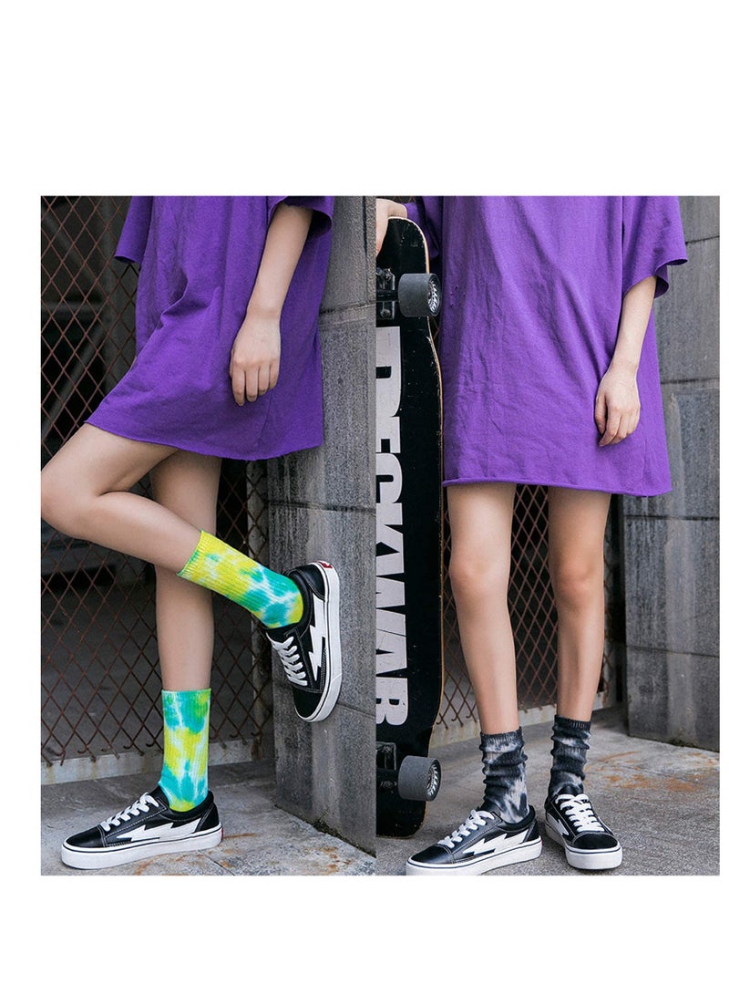 Loquat Unisex Socks Casual Tie dye Soft Cotton Crew Socks Cushion Novelty Funny Athletic Socks for Men Women - Image 4