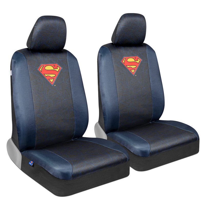 BDK Warner Bros DC Comics Superman Universal Fit Seat Covers Car Accessories  with Removable Head Cover  Matching Seat Belt Pads Side Airbag Compatible Easy Install for Car Truck Van SUV