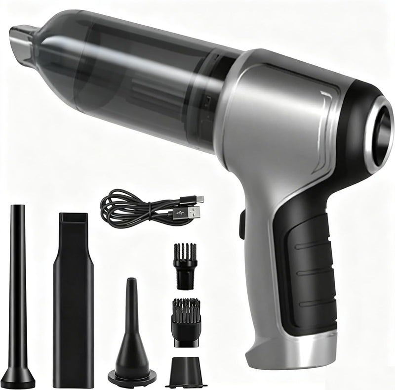LinJie Handheld Vacuums, 12000pa Car Vacuum Cleaner,Electric Air Duster, 3 in 1 Mini Handheld Vacuum Cleaner,Lightweight Design with Digital Display,For Car Home Carpet Stairs Pet Hair Cleaning Grey - Image 1