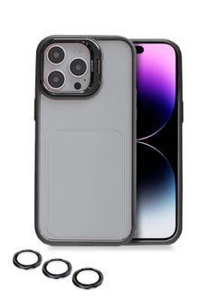 Bracket Luxury Plating Camera Folding Bracket Holder Stand With Camera Lens Shield Protectors For Apple iPhone 14 Pro Max 2022 Black  - Image 1