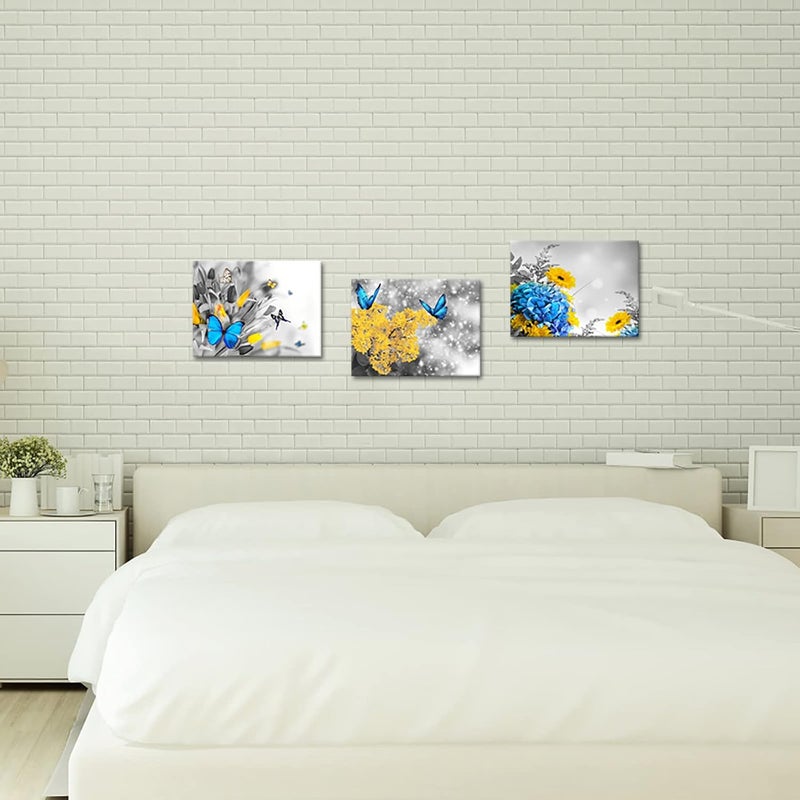 Kalormore 3-Piece Canvas Wall Art with Blue Butterflies - Image 4