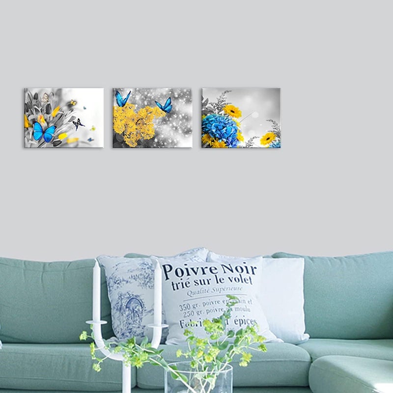 Kalormore 3-Piece Canvas Wall Art with Blue Butterflies - Image 5