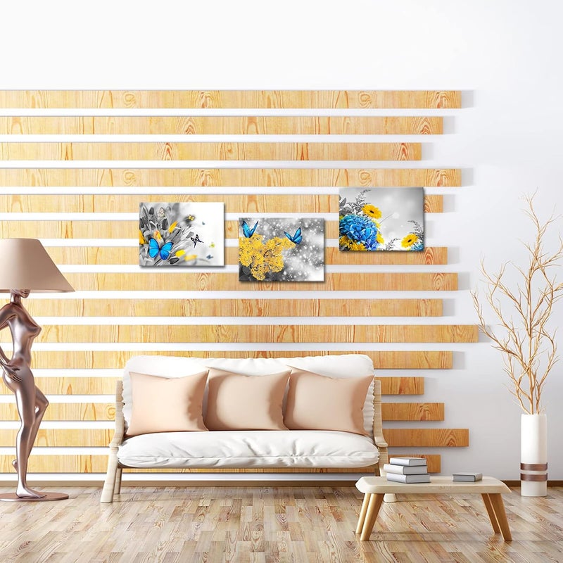Kalormore 3-Piece Canvas Wall Art with Blue Butterflies - Image 3