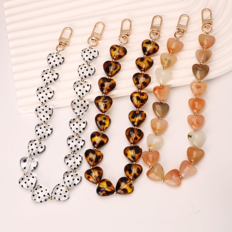 AUMEY Acrylic Heart Bag Chain Purse Charm Versatile handbag Chain Strap Wallet Handle Replacement Handbag Accessory (02-Colorful hearts) - Image 5