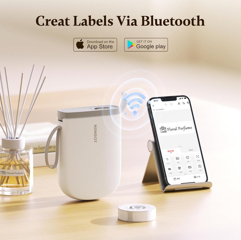 Label Maker with Tape 300 DPI D11_H 0.5 Inch Bluetooth Portable Label Printer Rechargeable White - Image 4