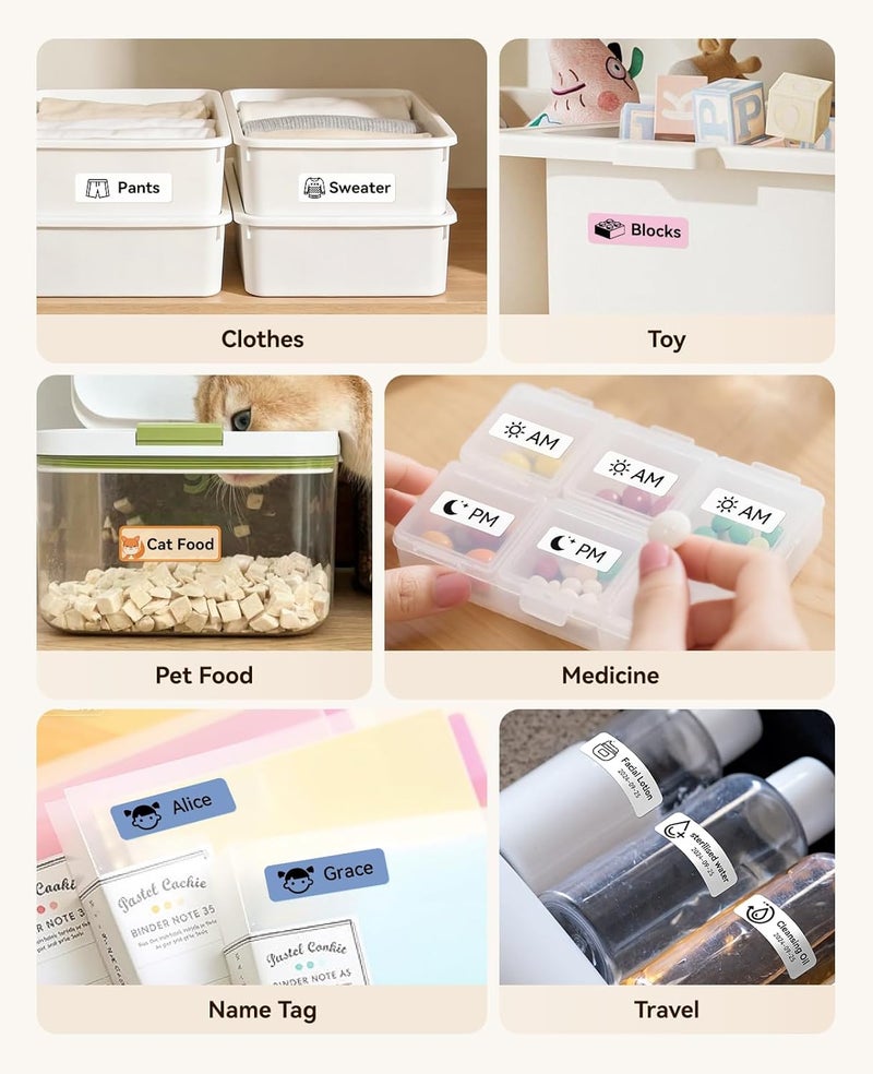 Label Maker with Tape 300 DPI D11_H 0.5 Inch Bluetooth Portable Label Printer Rechargeable White - Image 3