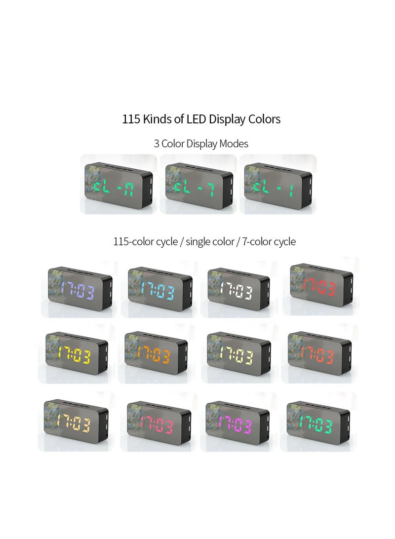 إسكدنيا Digital Colorful LED Mirror Alarm Clock,Smart Nightlight Digital Alarm Clock Battery Operated Table Electronic Clock Easy Operation Clock with Date Indoor Temperature for Kids - Image 4