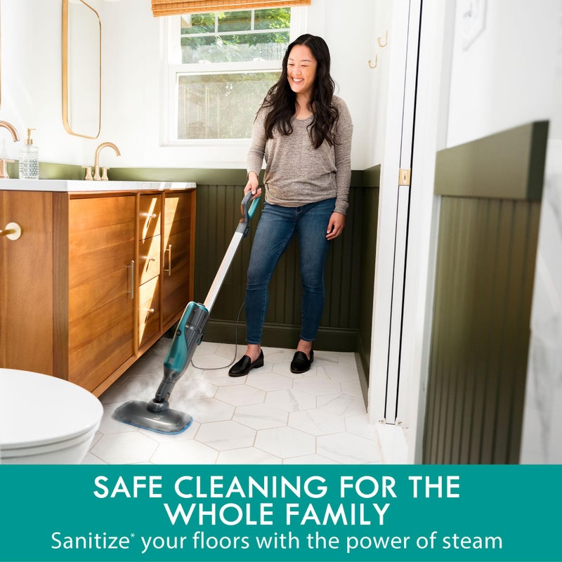 Kenmore SM2050 2-in-1 Steam Mop Hard Floor Cleaner with 2 Modes & 2pcs Washable Pads for Carpets, Rugs and Upholstery, Green - Image 2