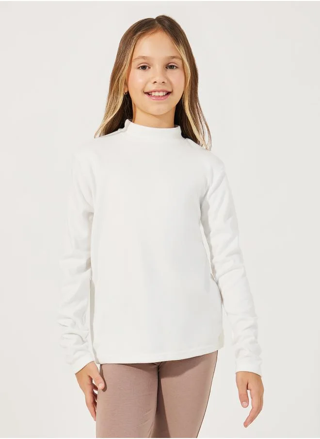 Styli Solid High Neck Long Sleeves T-Shirt