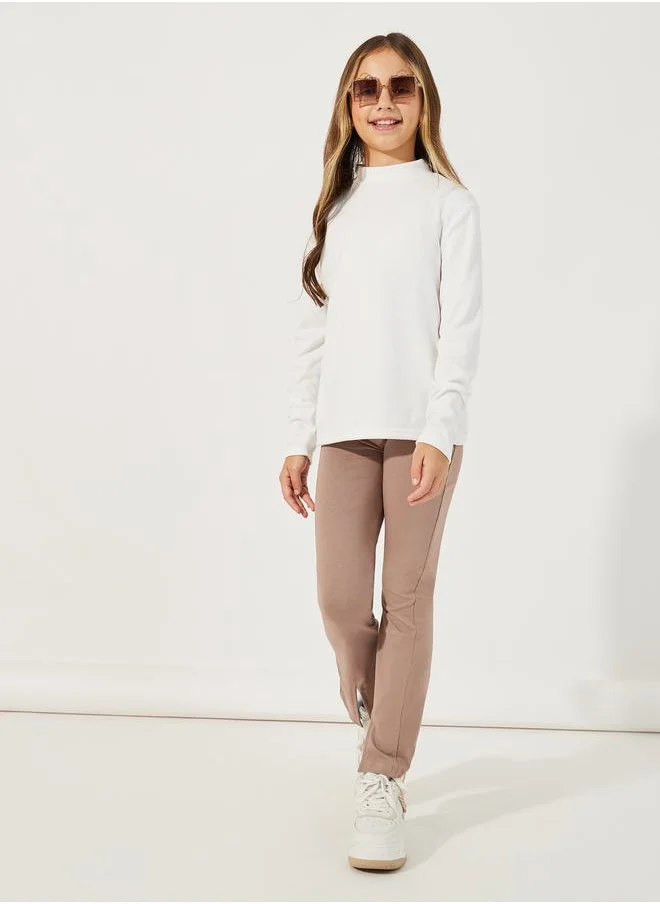 Styli Solid High Neck Long Sleeves T-Shirt