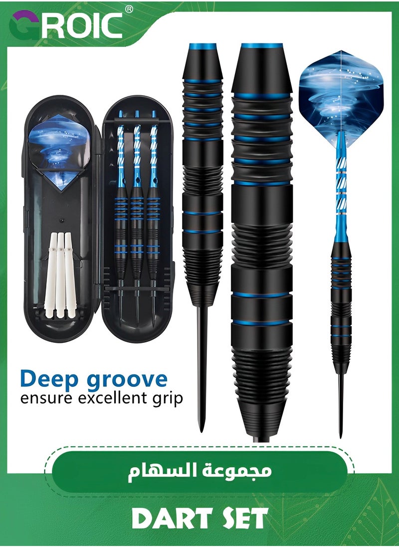 GROIC - 3 Pack Dart Set,Darts Metal Tip Set,Steel Tip Darts with Dartboard,Dart Suit with Steel Needle Darts,Aluminum Shaft Metal Dart Set - Image 1