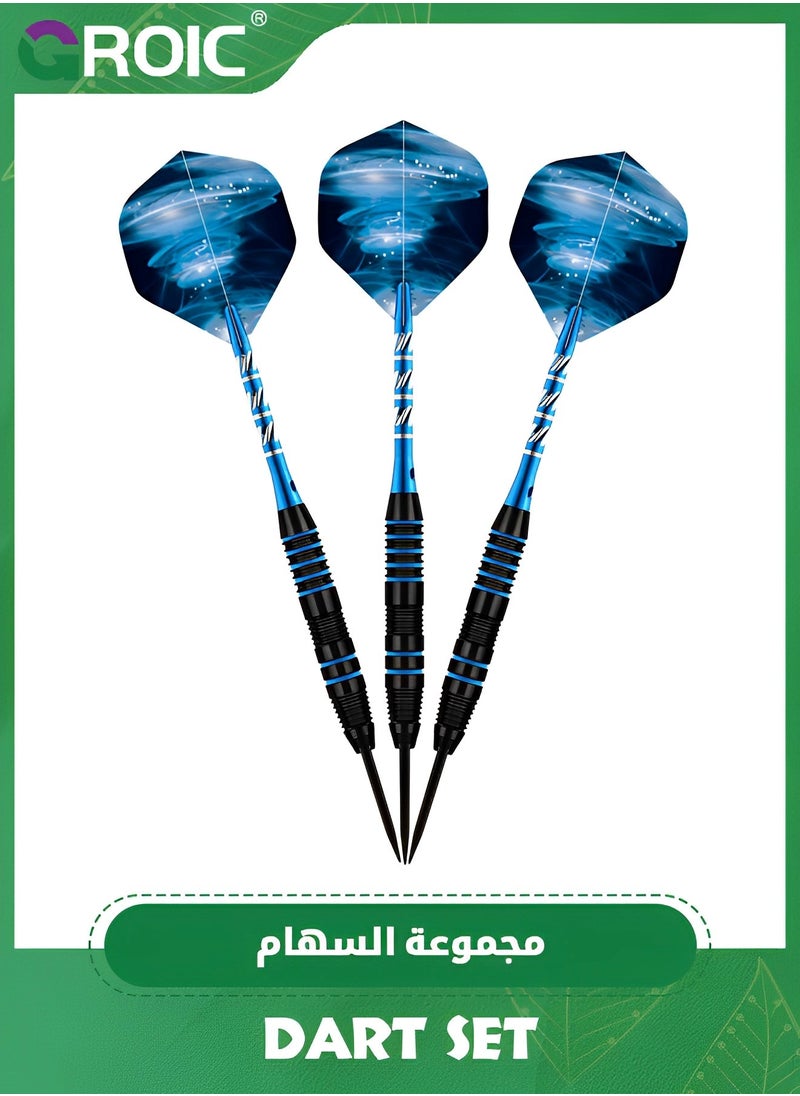 GROIC - 3 Pack Dart Set,Darts Metal Tip Set,Steel Tip Darts with Dartboard,Dart Suit with Steel Needle Darts,Aluminum Shaft Metal Dart Set - Image 1