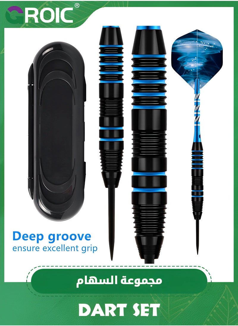 GROIC - 3 Pack Dart Set,Darts Metal Tip Set,Steel Tip Darts with Dartboard,Dart Suit with Steel Needle Darts,Aluminum Shaft Metal Dart Set - Image 1