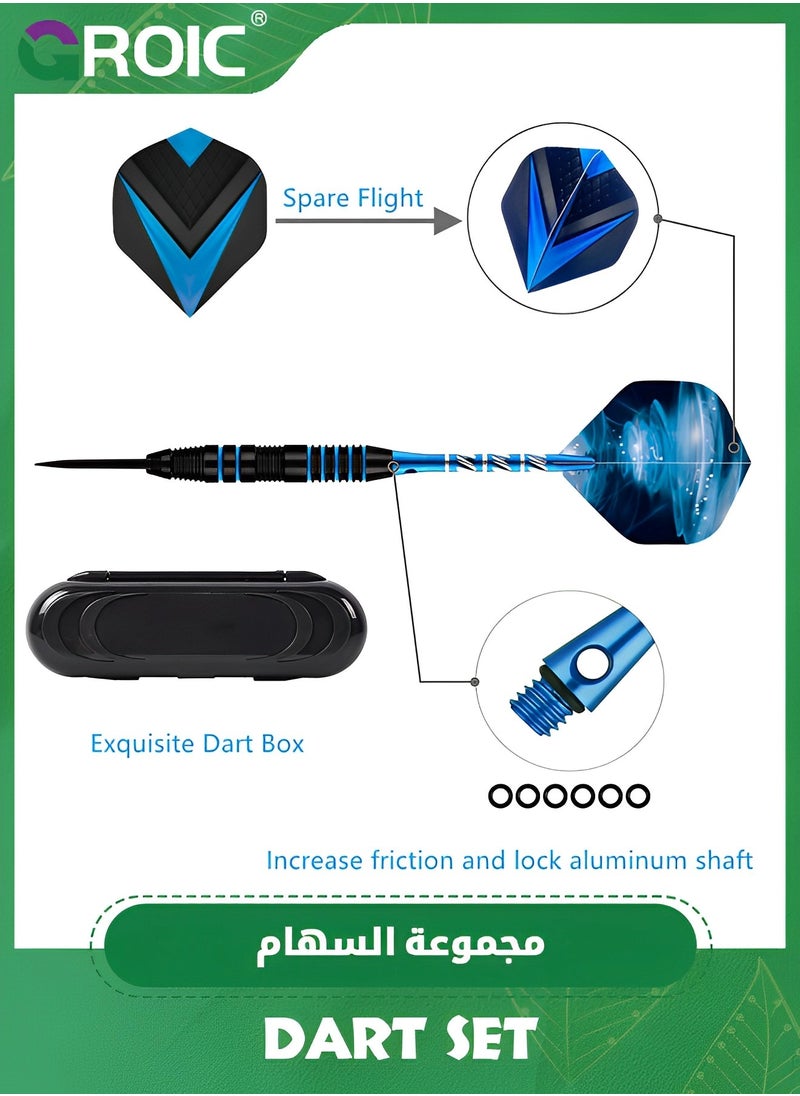GROIC - 3 Pack Dart Set,Darts Metal Tip Set,Steel Tip Darts with Dartboard,Dart Suit with Steel Needle Darts,Aluminum Shaft Metal Dart Set - Image 1