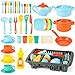 deAO Dinnerware Set for Kitchens Toys Drainer Set with Sponge Plates Cutlery Cutlery Pots  Over 40 Kitchen Accessories for Kids - Image 4