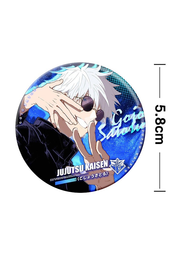 Anime Jujutsu Kaisen Satoru Gojo Round Pin Cosplay Badge Accessories For Clothes Backpack Decoration Gift - Image 2