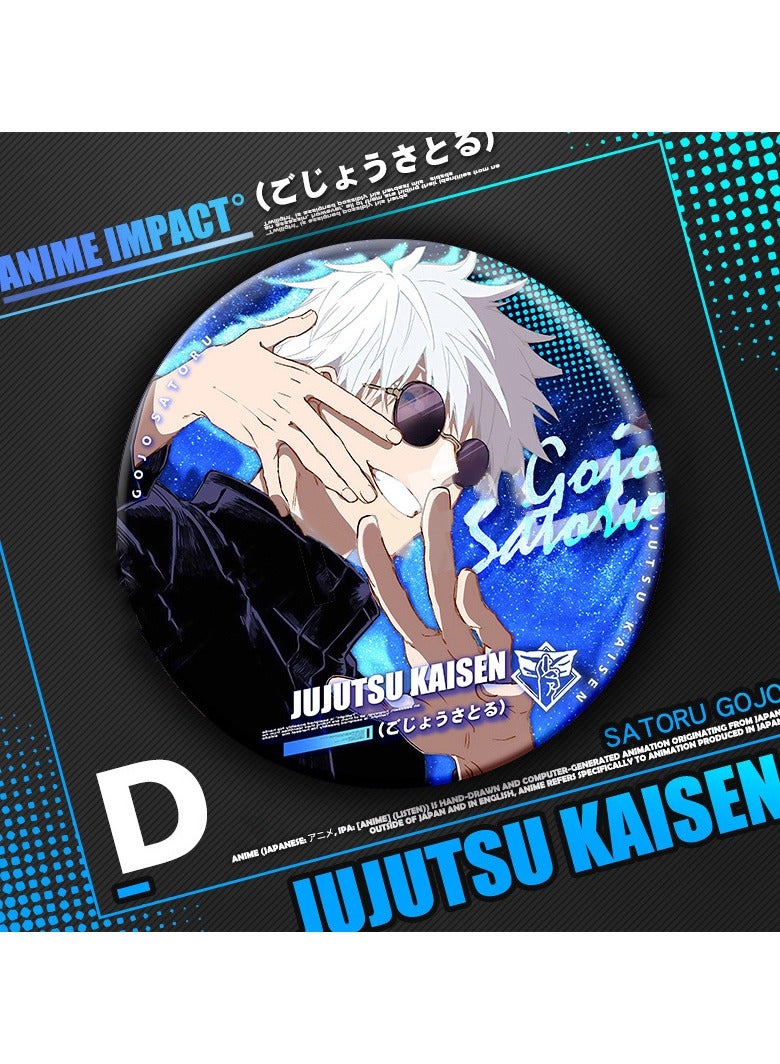 Anime Jujutsu Kaisen Satoru Gojo Round Pin Cosplay Badge Accessories For Clothes Backpack Decoration Gift - Image 1