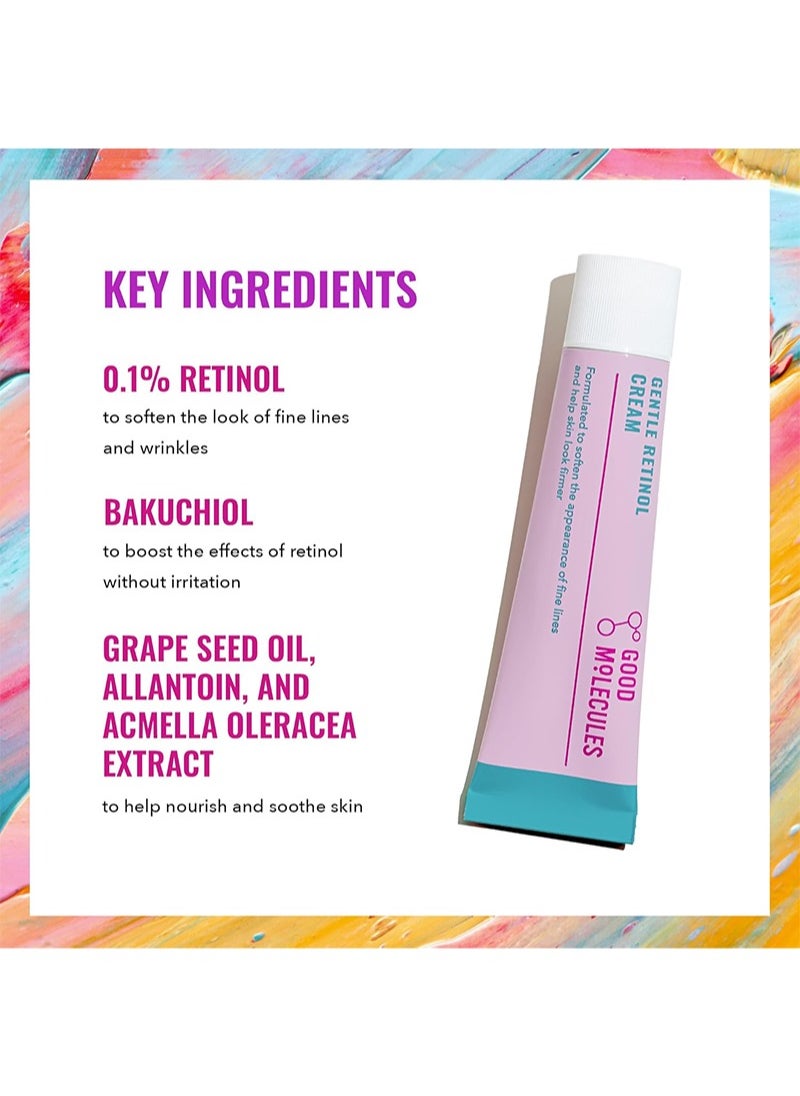 Good Molecules Gentle Retinol Cream - Night Cream with Retinol and Bakuchiol - Fine Lines, Hyperpigmentation - Anti-Aging Skincare for Face