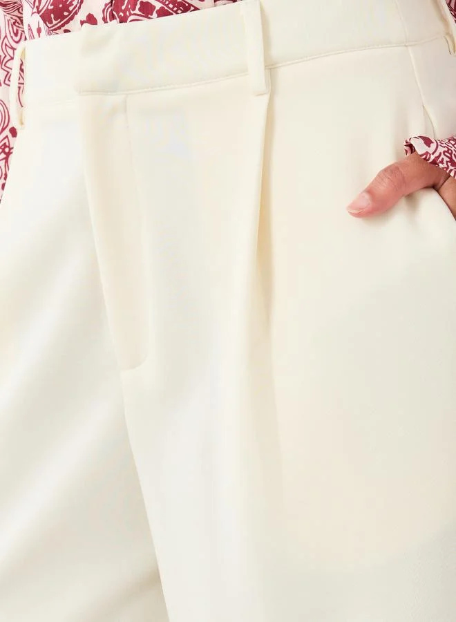 Styli Styli Solid Pleated Wide Leg Knit Pants