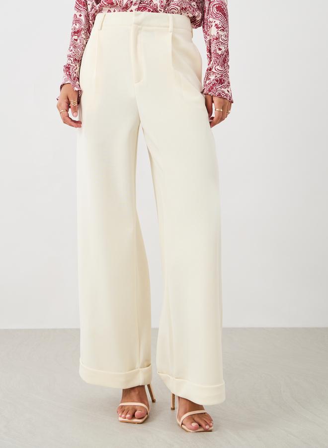 Styli Solid Pleated Wide Leg Knit Pants - Image 2