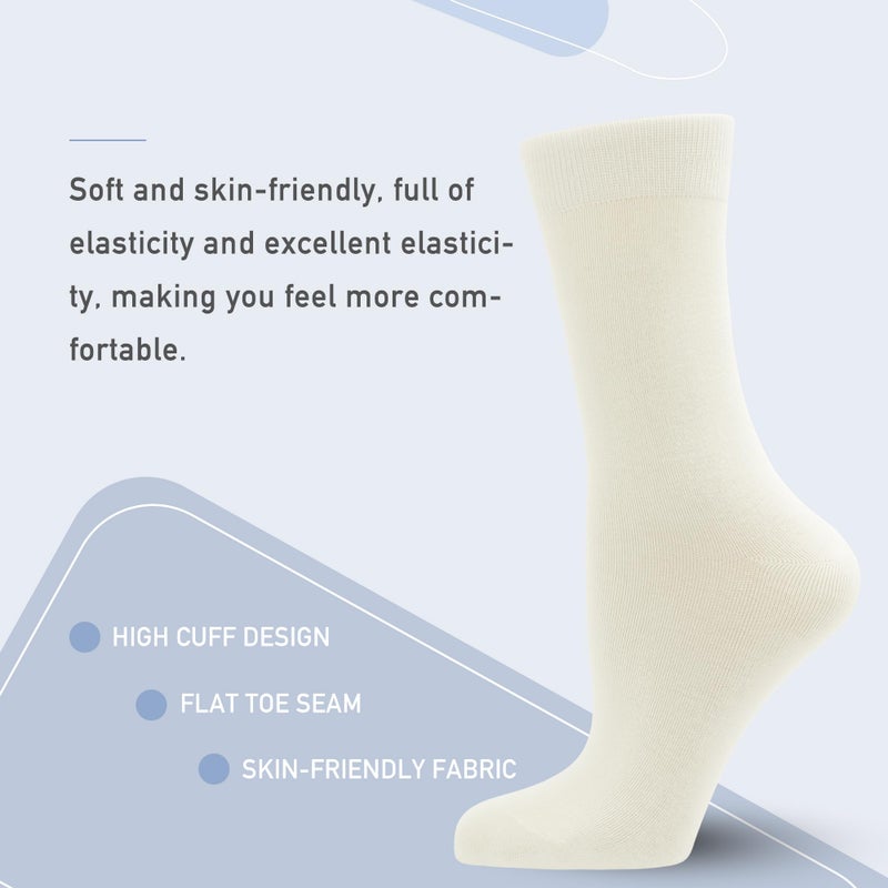 SERISIMPLE Women's Soft Thin Viscose Bamboo Crew Socks, Fit Stretchy Casual, Business, Dress Calf Sock 5 Pairs (US, Alpha, Medium, Regular, Regular, Assorted3) - Image 4