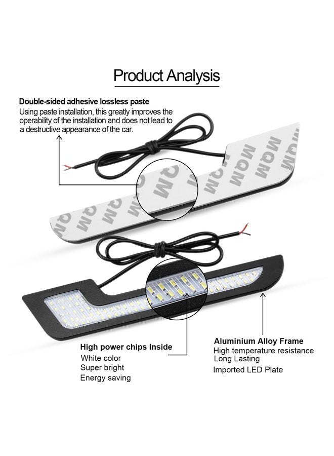LEADTOPS Daytime Running Lights LED White Light L-Shape Strips 72 SMD Glass Lens with Back Sticker 12V DRL 6W DIY LED Lamp 100% Waterproof (2 Pack) - Image 5