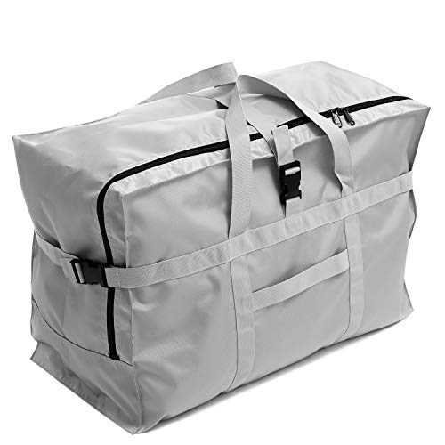 WFLB Extra Large Travel Duffel Bag with Trolley Sleeve Oversized Weekender Overnight Carry On Checked Luggage Bag Hospital Bag Anti Theft Travel Tote 28'',120L (silver) - Image 1