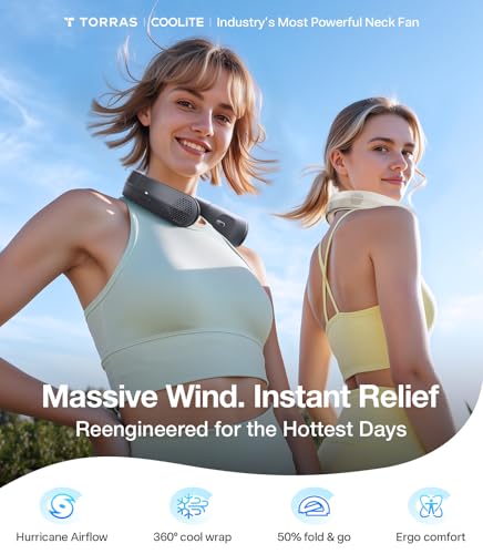 TORRAS COOLiFY Lite Neck Fan 1 Wind Power Portable Neck Fan with 14H Battery 360 Cooling Neck Fan 90 Foldable Neck Fans for Outdoor Travel Workout Gifts for Father Men Women Ivory - Image 3
